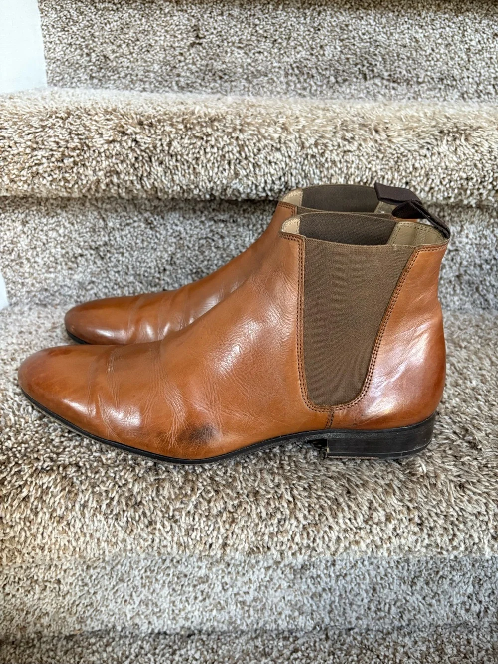 Bexley Cheyne Men's Tan Leather Chelsea Boots - Slip-On Dress Boot